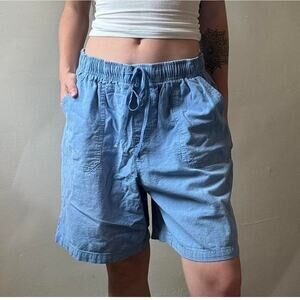 Basic Editions Sky Blue Cotton Shorts Medium Vintage Surf Lagenlook